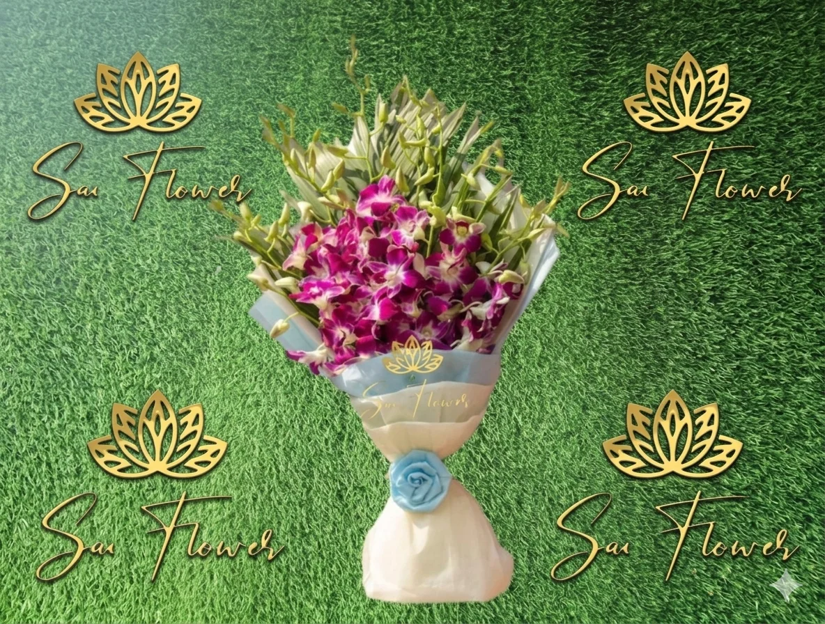 Elegant Purple Dendrobium Orchid Bouquet – Sai Flower Premium Gift