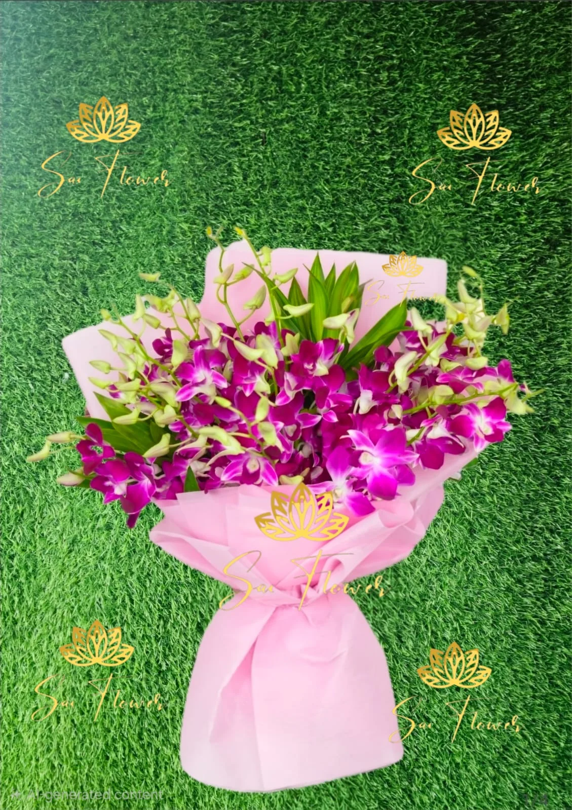 Blush Pink Orchid Bouquet with Fresh Green Fillers