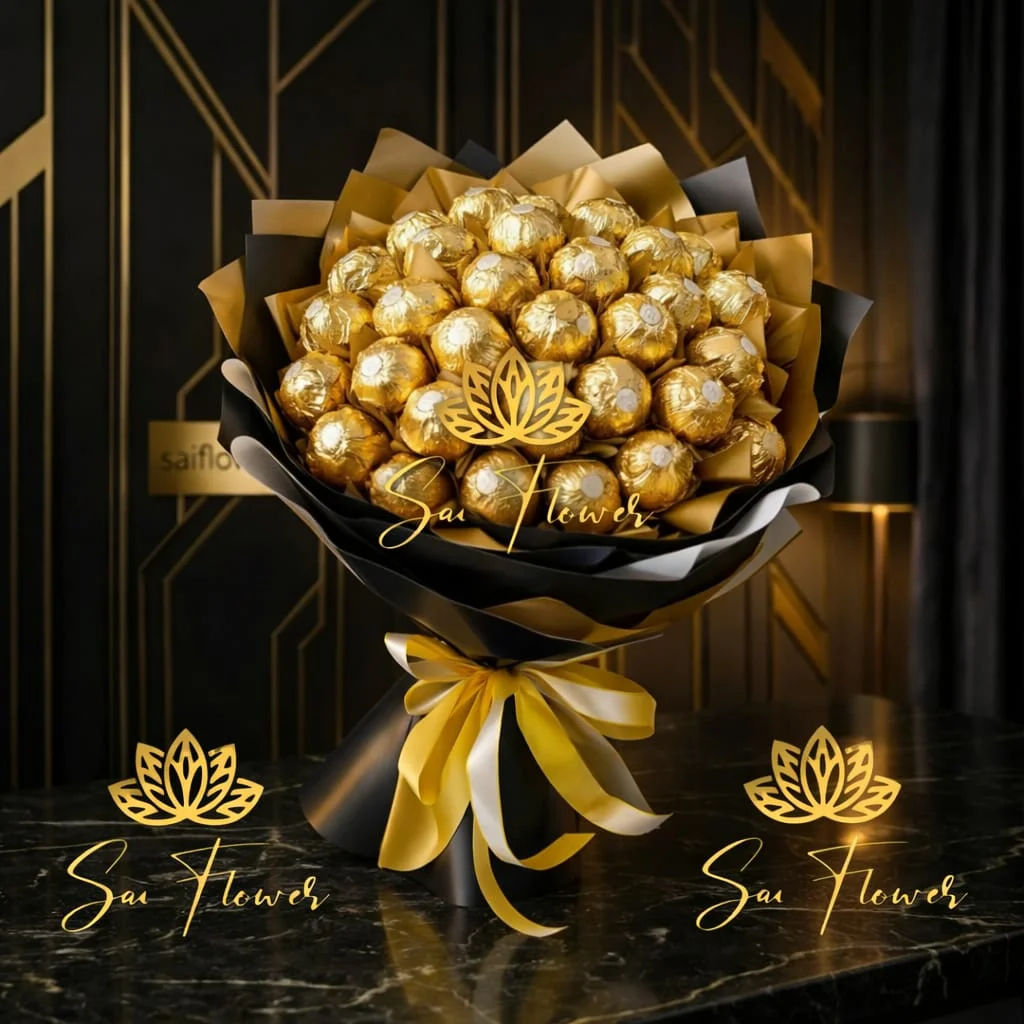 Impress with Golden Ferrero Rocher Bouquet | Luxury Chocolate Gift | SaiFlower Delhi