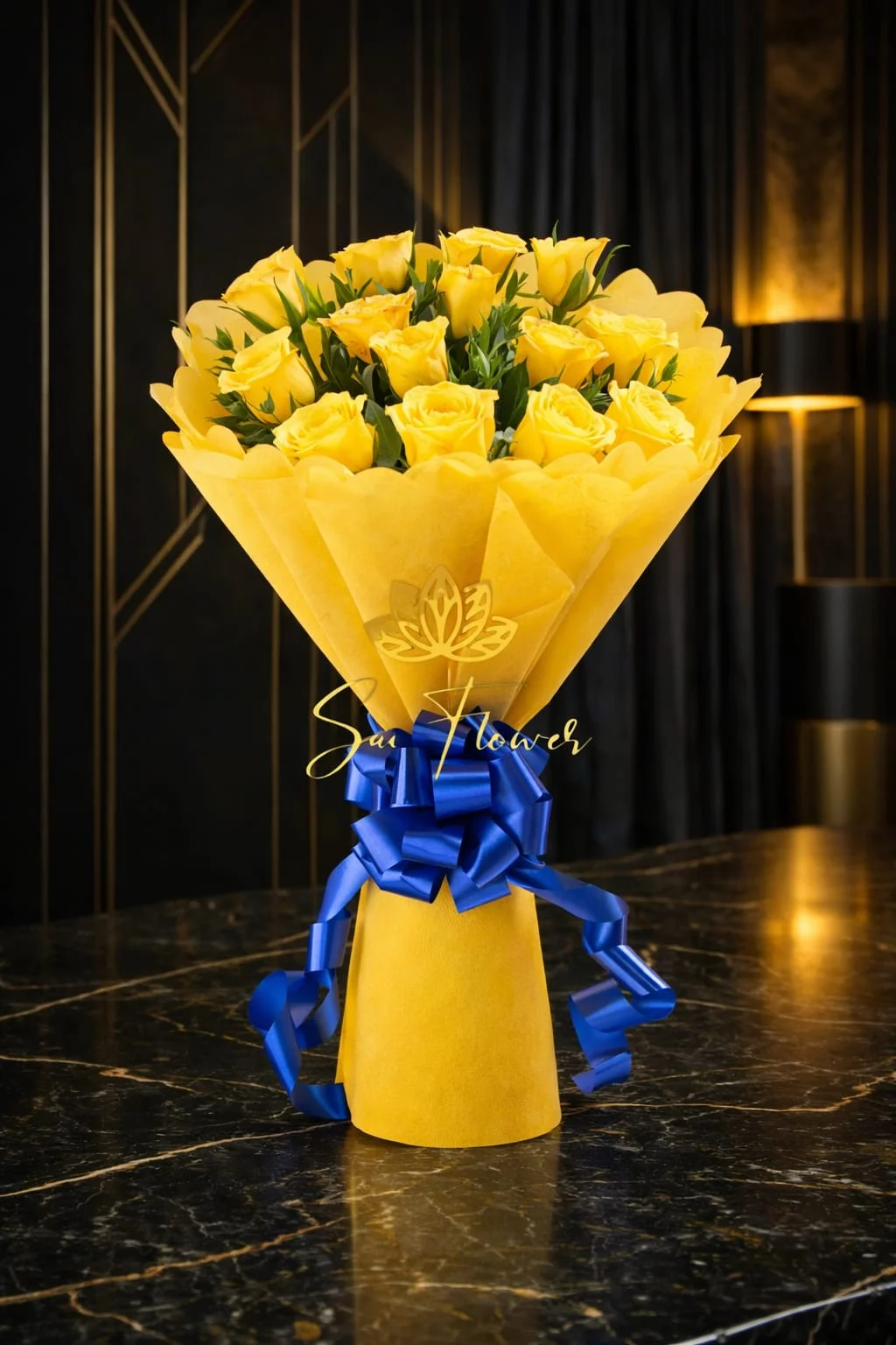 Golden Radiance Premium Yellow Rose Bouquet | Exclusive Delhi Florist Gifting