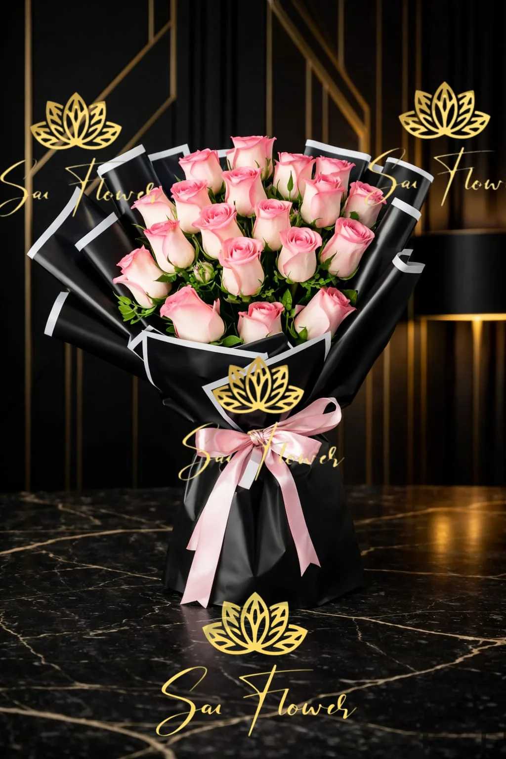 Luxury Blush Harmony: Pink & Bi-color Rose Bouquet from Delhi's Premium Florist, SaiFlower