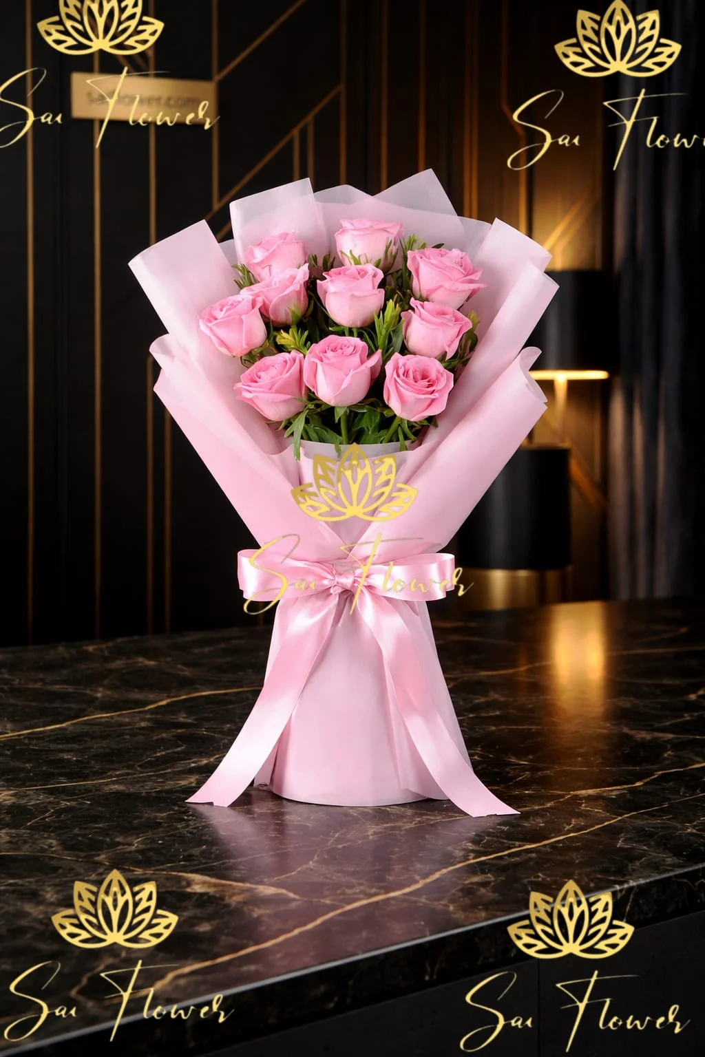 Eternal Blush Pink Roses Bouquet | Premium Flower Delivery in Delhi by SaiFlower